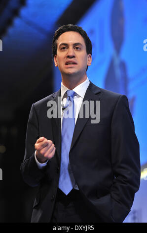 Labour Party leader Ed Miliband delivers his speech at the CBI Annual Conference held at the Grosvenor House Featuring: Ed Miliband Where: London England When: 19 Nov 2012 Stock Photo