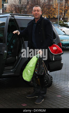 X Factor finalists and judges arrive at the rehearsal studios Featuring: Christopher Maloney Where: London England When: 26 Nov 2012 Stock Photo