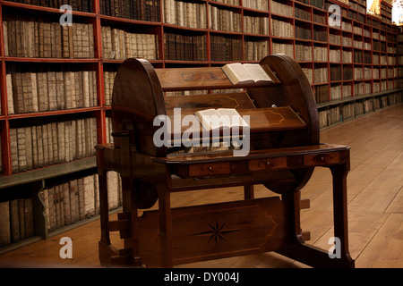 The compilation wheel of Strahov's monastery library in the Czech Republic, it was used to compile texts. Stock Photo