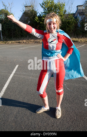 Model released teenager girl dressed as a super hero Stock Photo