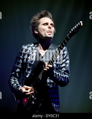 Muse performing live in concert at the Hartwall Arena Featuring: Matthew Bellamy,Muse Where: Helsinki Finland When: 10 Dec 2012 Stock Photo