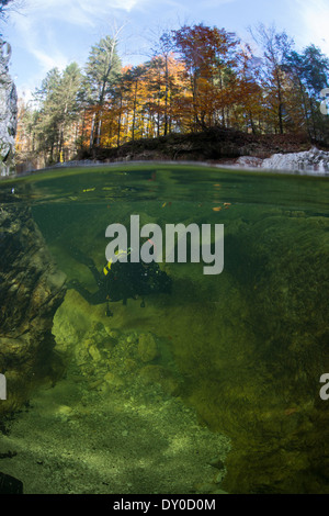 Weißenbach river, Salzkammergut, Austria Stock Photo