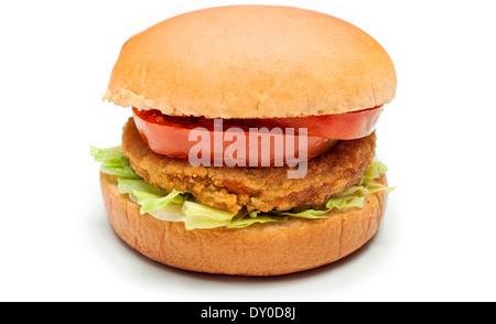 Chicken burger on white background Stock Photo