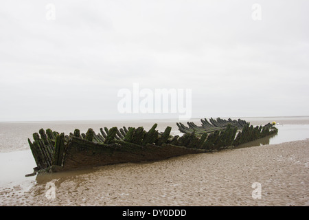 The Norwegian shipwreck SS Nornen on Berrow beach Somerset England Stock Photo