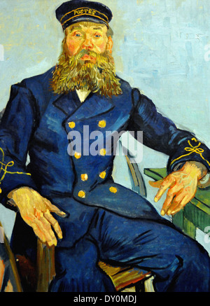 Vincent Van Gogh, Postman Joseph Roulin, portrait painting in oil