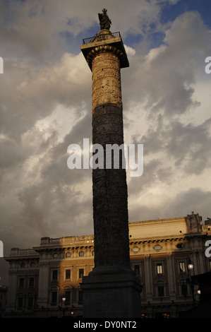 Column of Marcus Aurelius, 176-192 AD, depicting the victories of Marcus Aurelius against the Germans and Sarmatians. Rome. Stock Photo