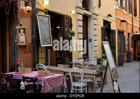 Italy, Rome, Trastevere, restaurant tables Stock Photo