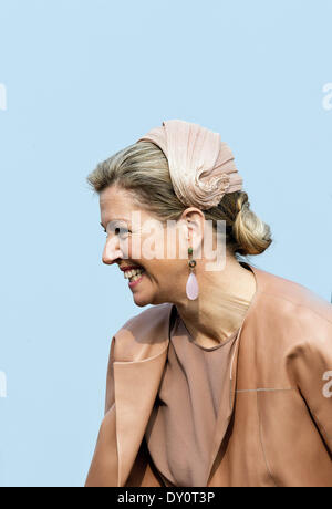 IJmuiden, The Netherlands. 2nd Apr, 2014. Dutch Queen Maxima during the naming of the Nh1816, lifeboat of the KNRM in IJmuiden Photo: RPE-Albert Nieboer -NO WIRE SERVICE--/dpa/Alamy Live News Stock Photo