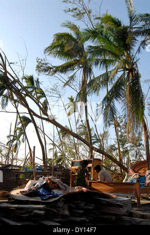 BANGLADESH District Bagerhat , cyclone Sidr and high tide destroy villages in South khali Stock Photo