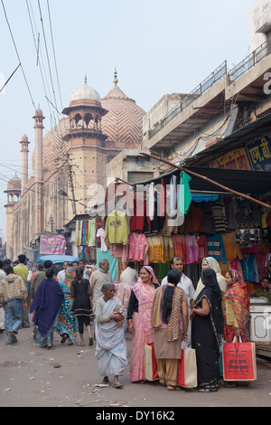 Agra, Uttar Pradesh, India. Kinari bazaar, Jama Masjid mosque  in background Stock Photo