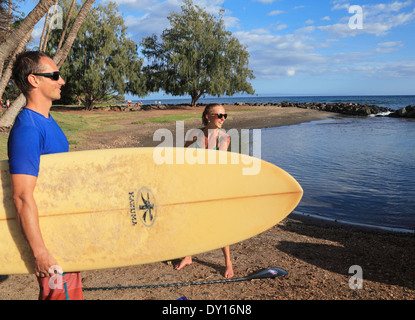 Couple at Launiupoko State Wayside Park on Maui Stock Photo