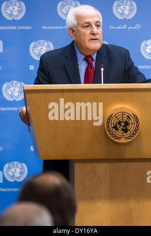 Un Palestinian Representative Permanent observer of State of Palestine Riyad Mansour speaks at ...