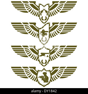 Abstract military badge with wings. Illustration on white background. Stock Photo