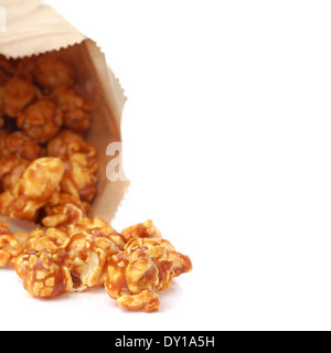 caramel popcorn in paper box isolated on white background Stock Photo