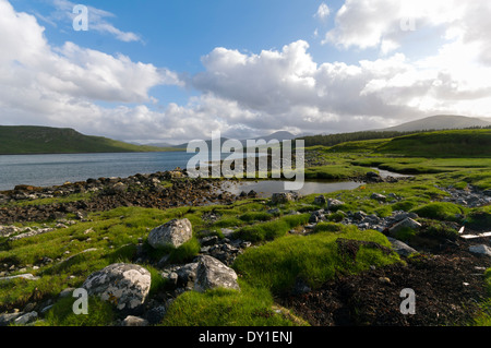 Loch Seaforth from the Aline Community Woodland walk at Port Grigaspul, Isle of Lewis, Western Isles, Scotland, UK. Stock Photo