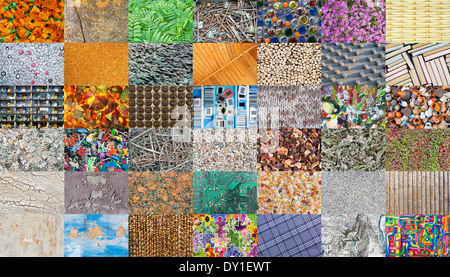 Mosaic from diverse natural and handmade textures. All full size images you can find in my porfolio Stock Photo