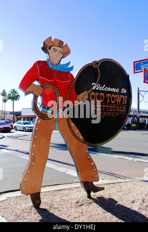 Scottsdale, Old Town, Scottsdale, Arizona USA. Cowboy sign, Scottsdale, Arizona Stock Photo