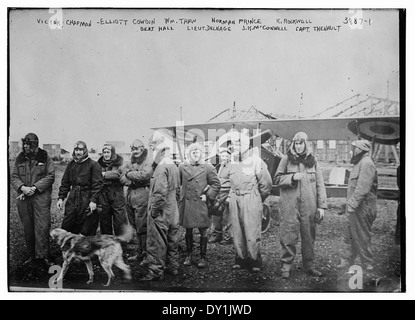 Victor Chapman, Elliott Cowdin, Wm. Thaw, Norman Prince, K. Rockwell, Bert Hall, Lieut. Delnage, J.K. McConnell, Capt. Thenault Stock Photo