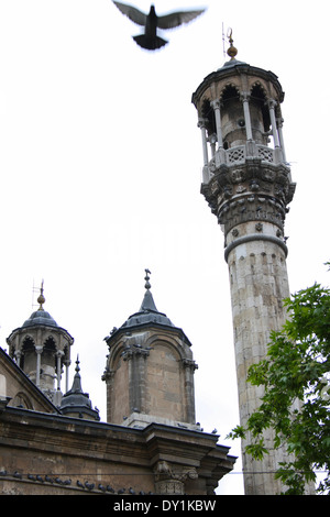 Aziziye Mosque with pigeons in Konya,Turkey Stock Photo