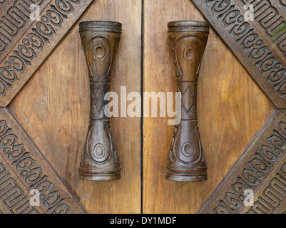 Kundu Drum Door handles - Parliament Haus, Port Moresby City, Papua New Guinea Stock Photo