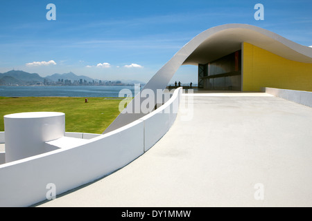 Rio de Janeiro, Teatro Popular de Niteroi, Oscar Niemeyer, architecture, architect, Modern, cultural, Niteroi, sea, Brasil Stock Photo