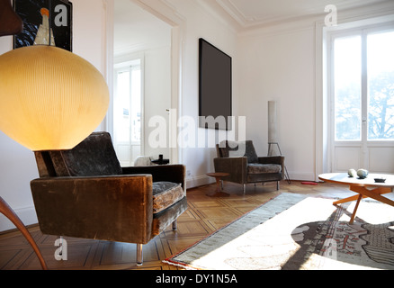 Vintage apartment furnished, living room Stock Photo