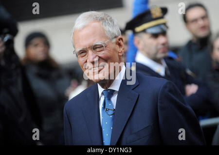 New York, USA. 2nd April 2014. David Letterman appears outside the 'Late Show with David Letterman' at Ed Sullivan Theater on April 2, 2014 in New York City/picture alliance/Alamy Live News Stock Photo