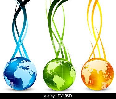 Set of banners with globe Stock Photo