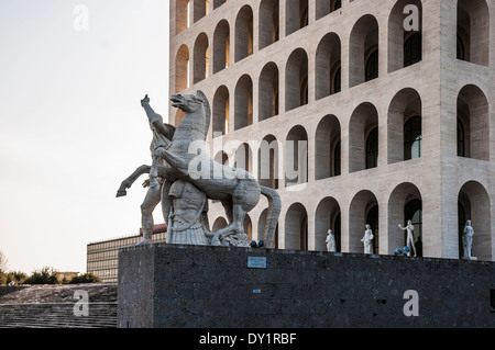 view fo the monumental design of Palazzo della civilta  Italiana in Rome Stock Photo