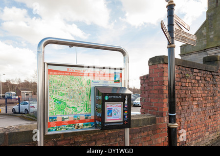 Sign giving directions in the town centre of Congleton, Cheshire East ...