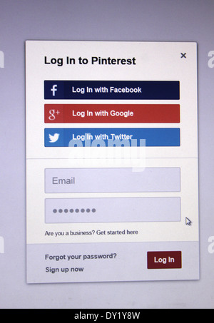 Pinterest website login page Stock Photo