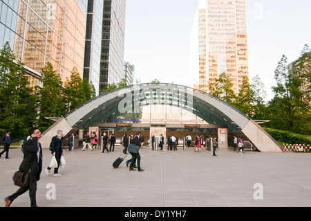 Canary Wharf West Entrance Tube Station, London Stock Photo