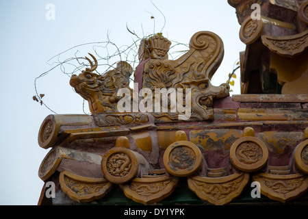 Beijing CHINA Detail Forbidden City Imperial roof decoration of highest status on the roof ridge of the Hall of Supreme Harmony Stock Photo