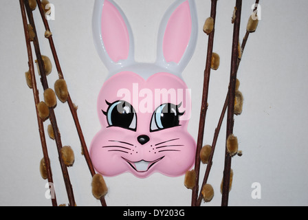 An Easter Bunny animation with willow buds. Stock Photo