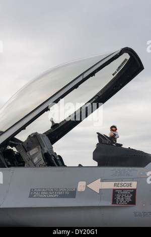 Belgian Air force Lockheed Martin F-16AM/BM multirole jet fighter cockpit Stock Photo