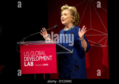 Former US Secretary of State, Hillary Clinton makes a speech. Stock Photo