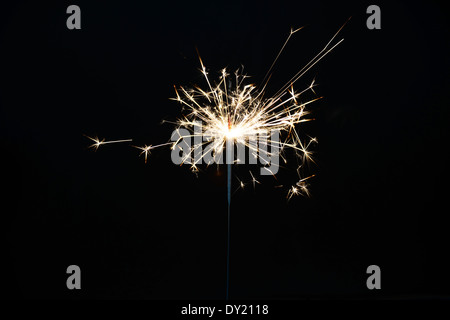 burning christmas sparkler isolated on black background Stock Photo