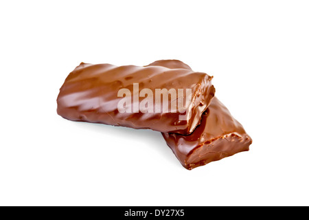 Two full rectangular marshmallow rolls isolated on white background Stock Photo