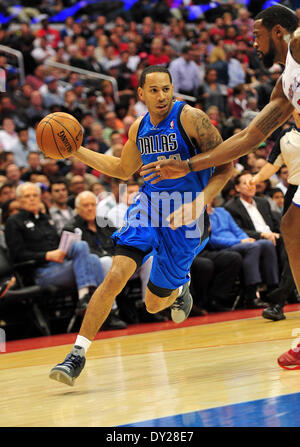 Los Angeles, CA, USA. 3rd April, 2014.  Devin Harris of the Mavericks during the NBA Basketball game between the Dallas Mavericks and the Los Angeles Clippers at Staples Center in Los Angeles, California John Green/CSM Credit:  Cal Sport Media/Alamy Live News Stock Photo
