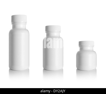 Blank medicine bottle isolated on white background, (clipping work path included). Stock Photo