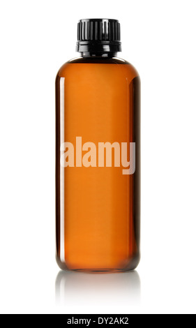 Medicine bottle of brown glass or Plastic isolated on white background, (clipping work path included). Stock Photo