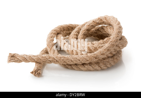 Long rope on white background Stock Photo