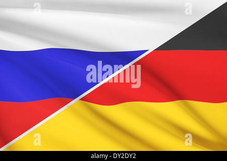 German-Russian Waving Flag Stickers – 120mm, Set Of 2