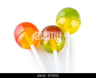 Colorful lollipops on white background Stock Photo
