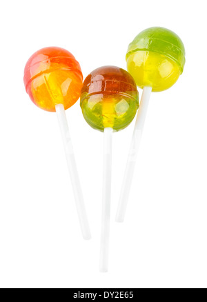 Colorful lollipops on white background Stock Photo