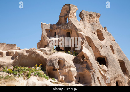 rock houses, uchisar, cappadocia, anatolia, turkey, asia Stock Photo