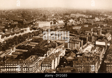 Birds-eye view of Paris, circa 1900. Photograph Stock Photo