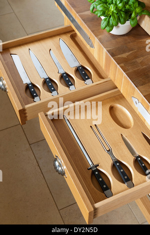 Robinson & Cornish deisigned knife drawers Stock Photo