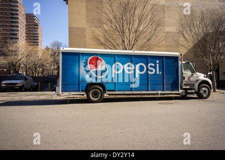 A Pepsi delivery truck parked in New York Stock Photo