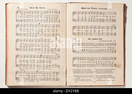 Old hymnal called 'The Finest of the Wheat', published 1890 in Chicago. Stock Photo